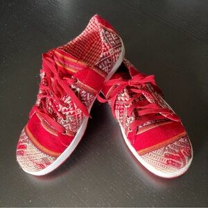 BAROELLI Red Patterned Canvas Casual Sneakers